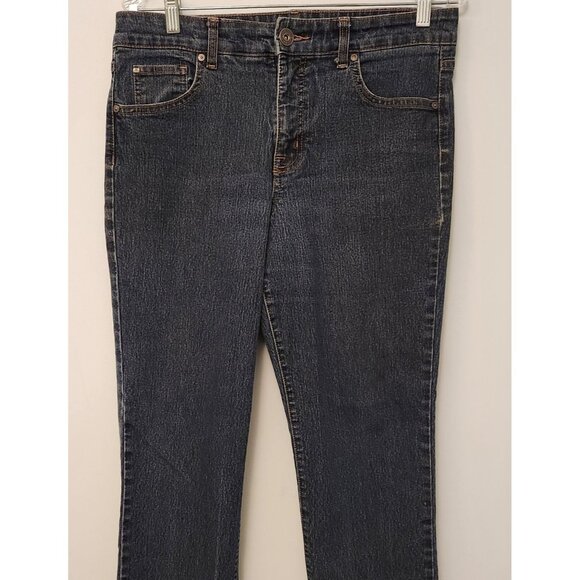 Bandolino Mandie Straight Leg Jeans Mid-Rise Dark Wash Blue Womens Size 12 EUC - Picture 2 of 12